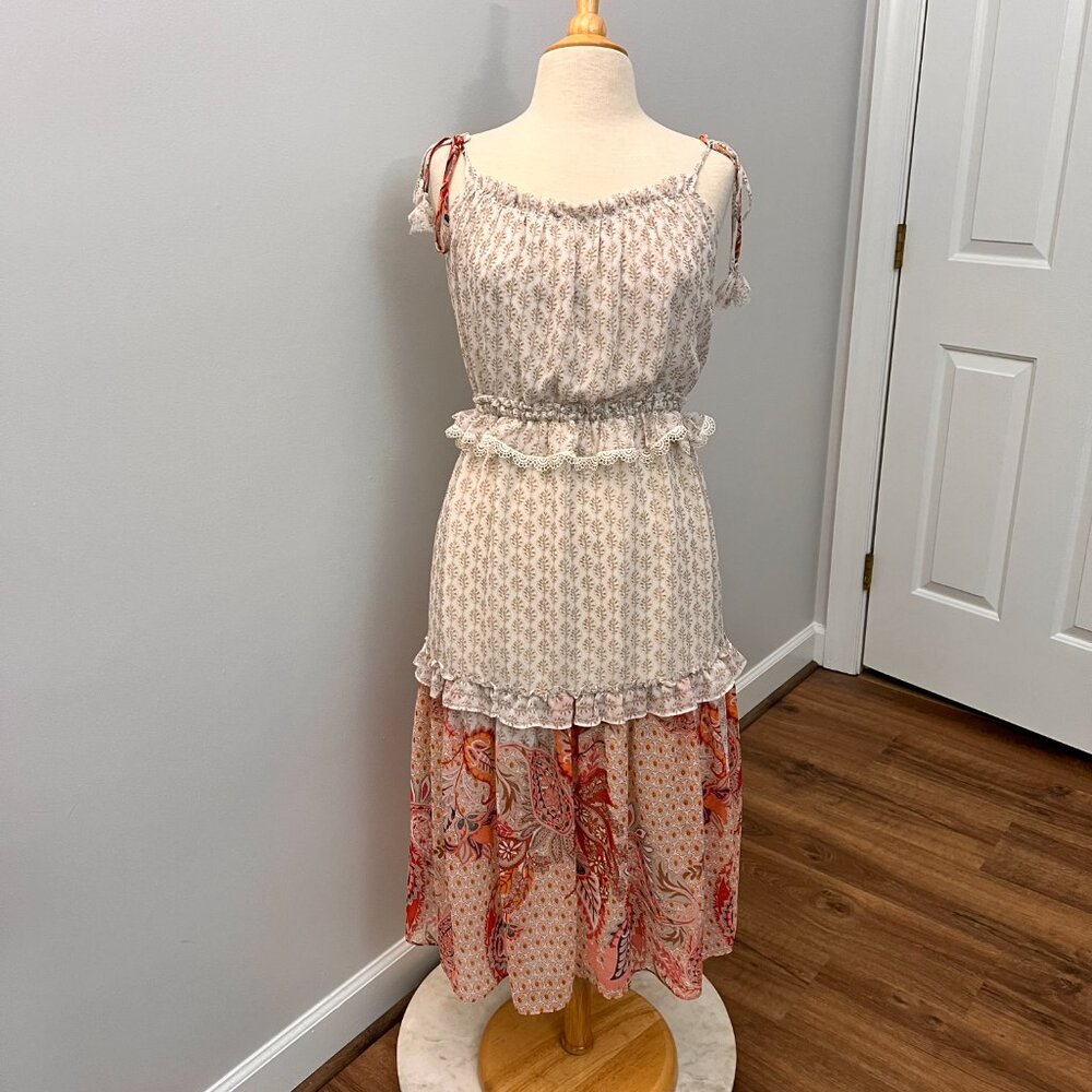 Misa Los Angeles Dionica Dress Paisley Tiered Summer Lace Sz L - Picture 3 of 15